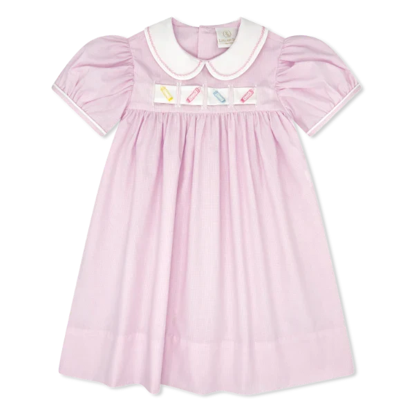 Ruth Ribbon Dress - Baby Pink Minigingham