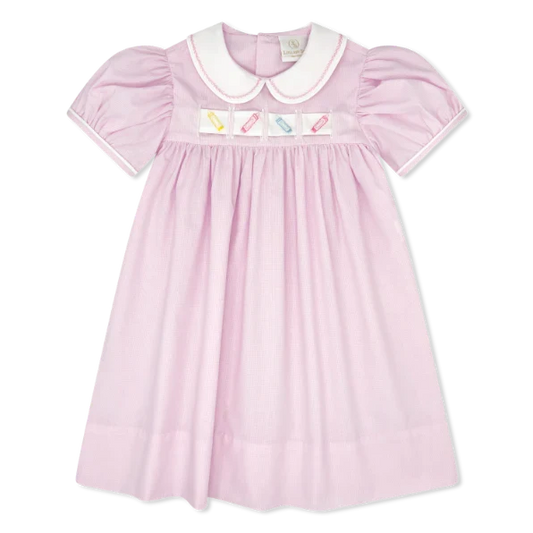 Ruth Ribbon Dress - Baby Pink Minigingham