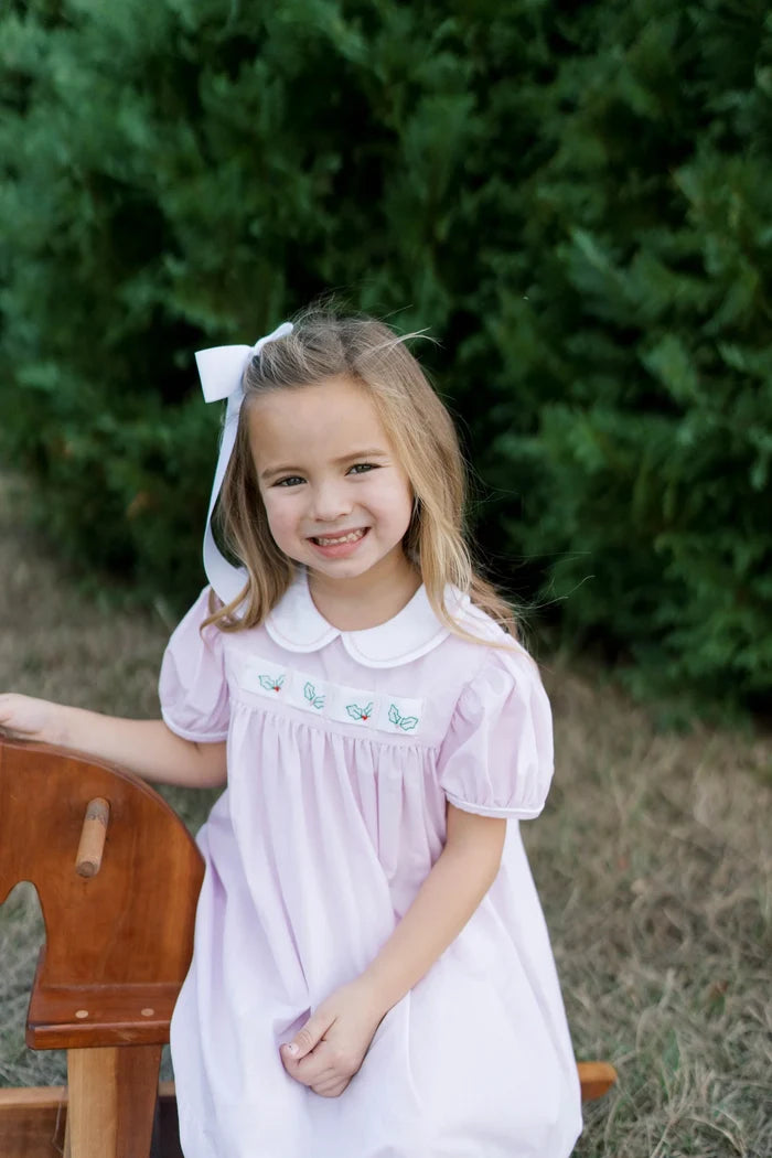 Ruth Ribbon Dress - Baby Pink Minigingham
