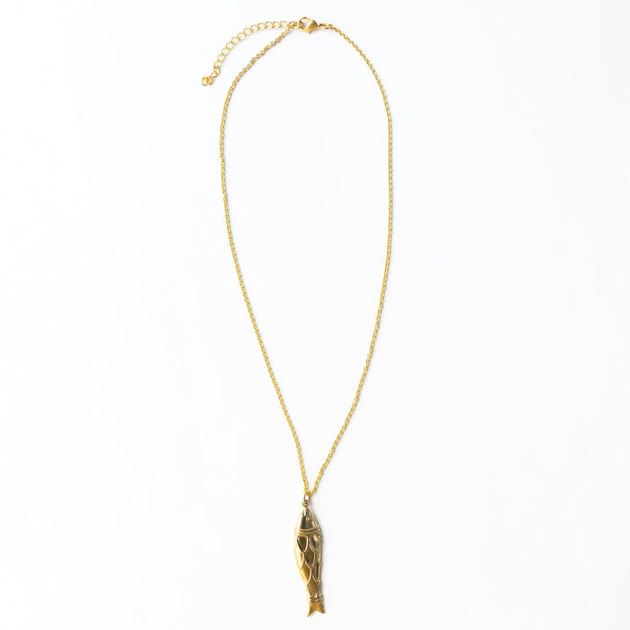 Sally Fish Dimensional Necklace Brass Pendant