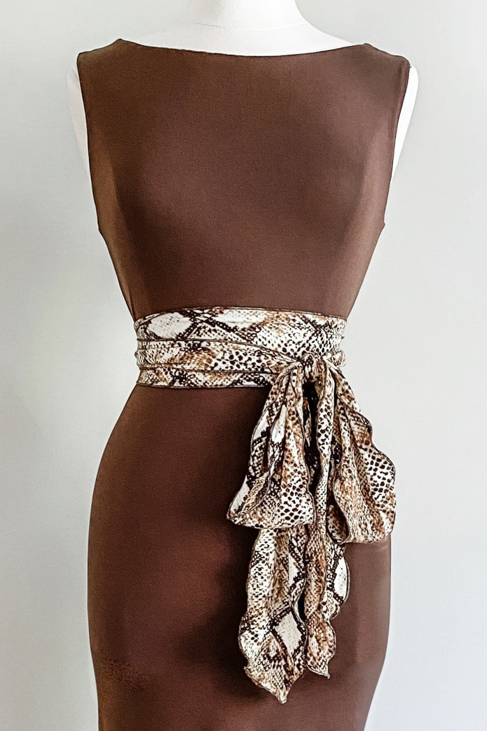Diane Kroe - Sash Belt in Brushed Venezia (Snake Skin Brown)