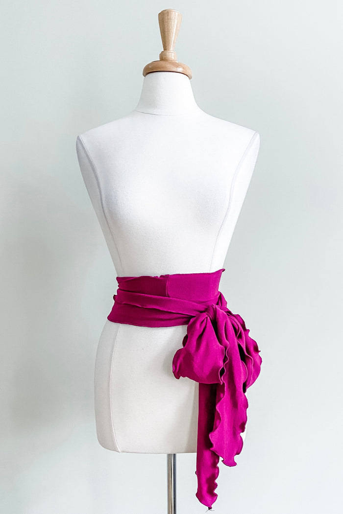 Scalloped Sash Belt in Magenta Infinity Knit from Diane Kroe