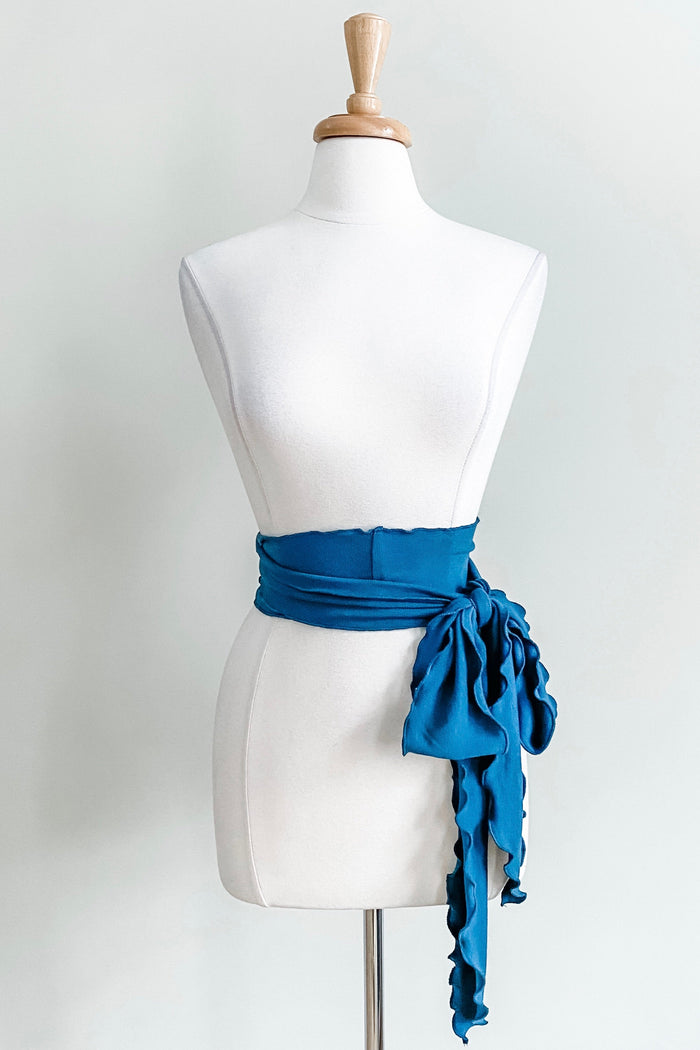 Scalloped Sash Belt in Cypress Green Infinity Knit from Diane Kroe