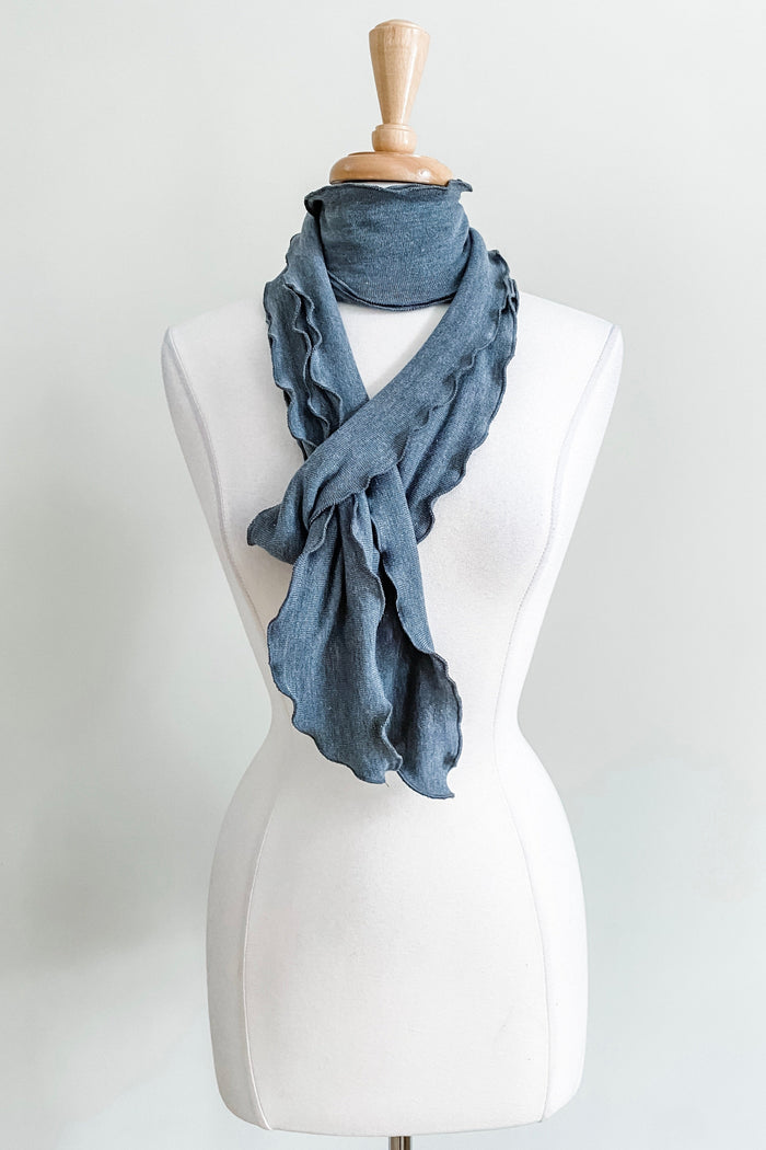 Scalloped Sash Belt in Stone Grey Infinity Knit from Diane Kroe