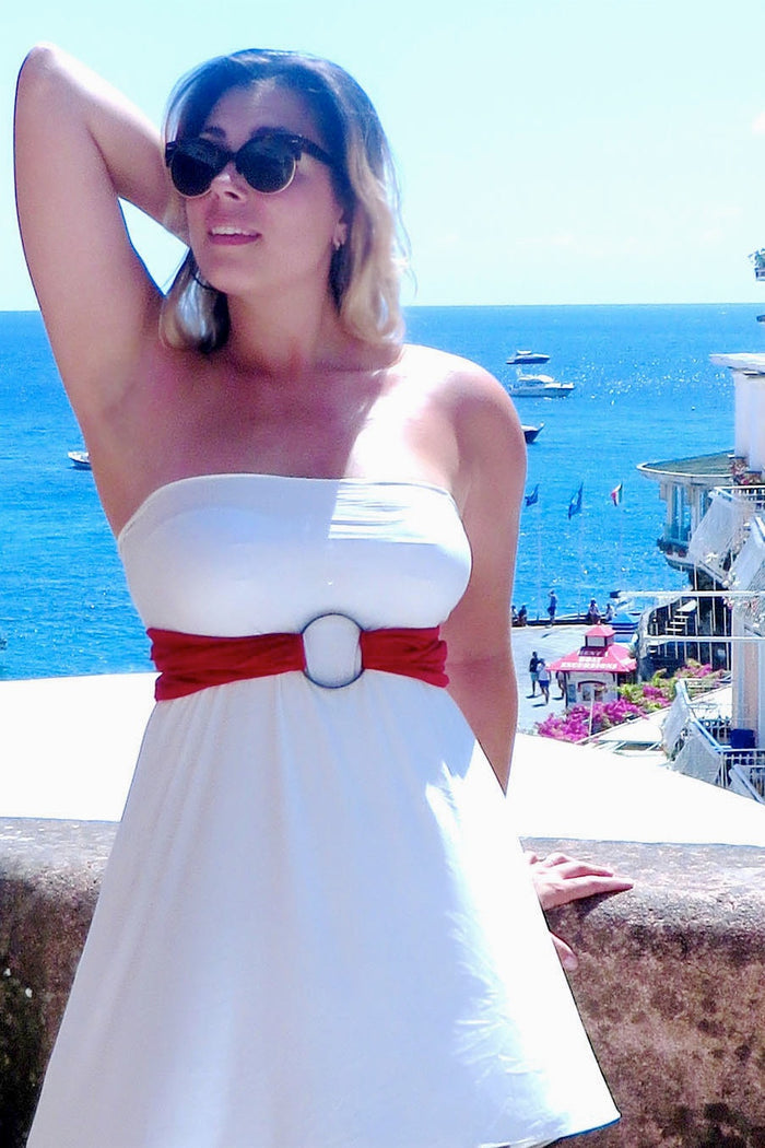Diane Kroe - Sash Belt (Red) - Worn with a bangle bracelet