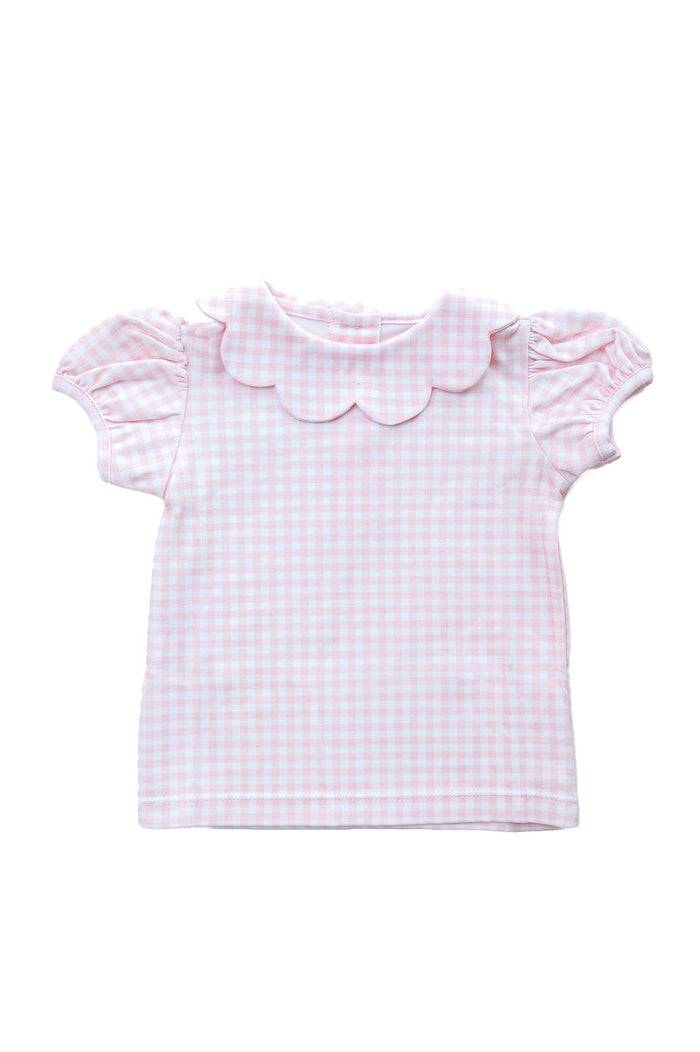 Scallop Pink Gingham Top