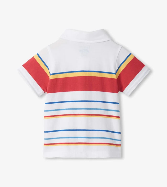 Seascape Stripes Peached Jersey Polo Tee