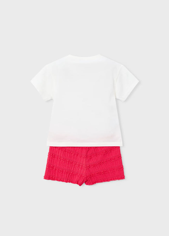 Seashell Crab Necklace Tee & Poppy Pink Ruffle Shorts
