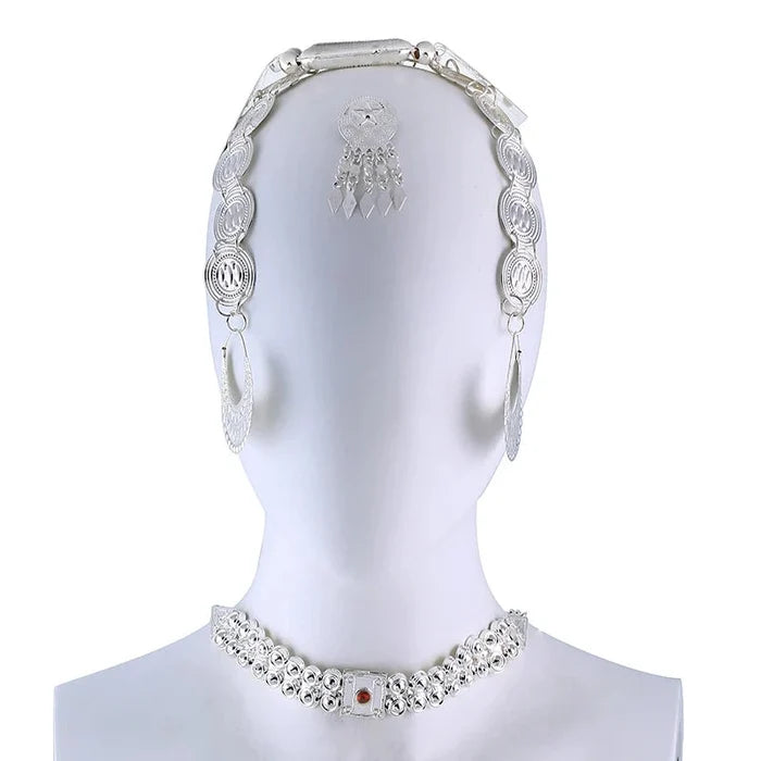 ሰርጎ ቢሌን Sergo Bilen Full Set Women’s Bridal Jewelry – 5pcs Classic Copper Alloy Set (Gold/Silver) - Natna Shop