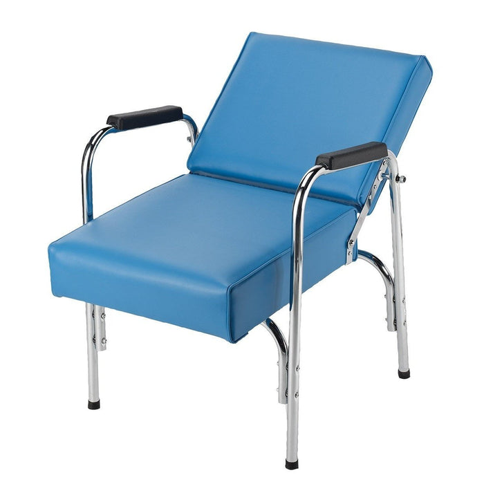 Pibbs Shampoo Chair Pibbs Black—sleek chrome legs, auto-recline; ideal for salons.
