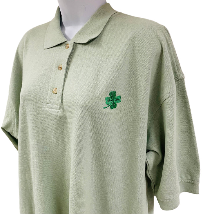 Shamrock on Sage Green Polo