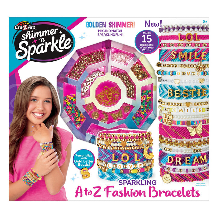 Shimmer â€˜n Sparkle Sparkling A-Z Fashion Bracelet Making Kit with Alphabet Beads for Kids