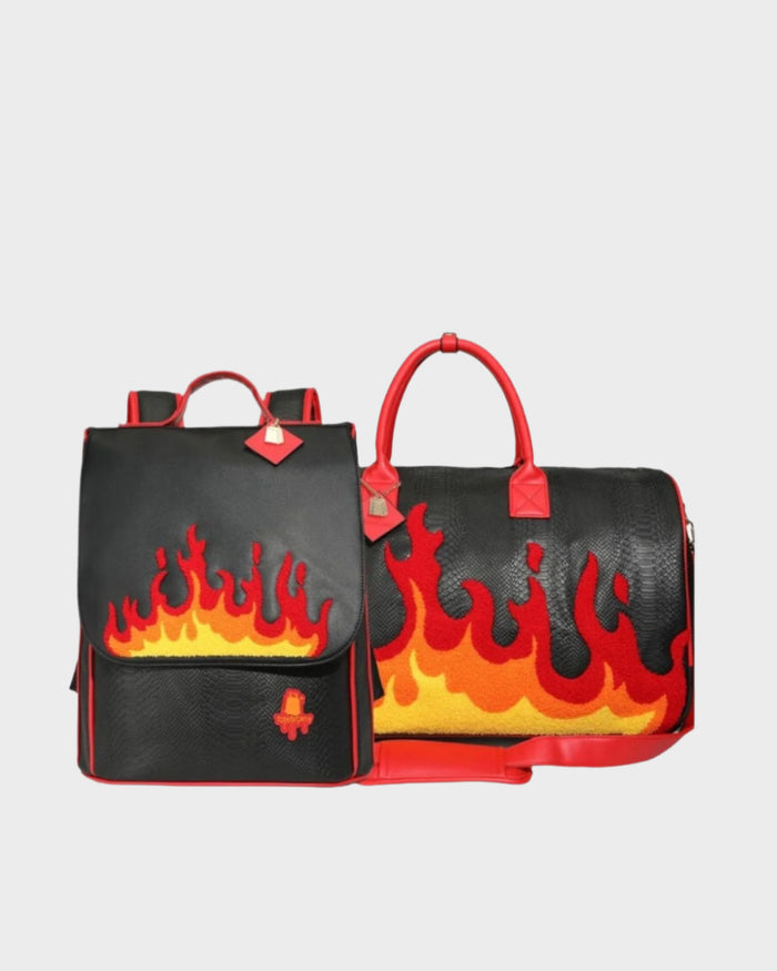 Exclusive Red Fire Backpack & Rolling Duffle Set