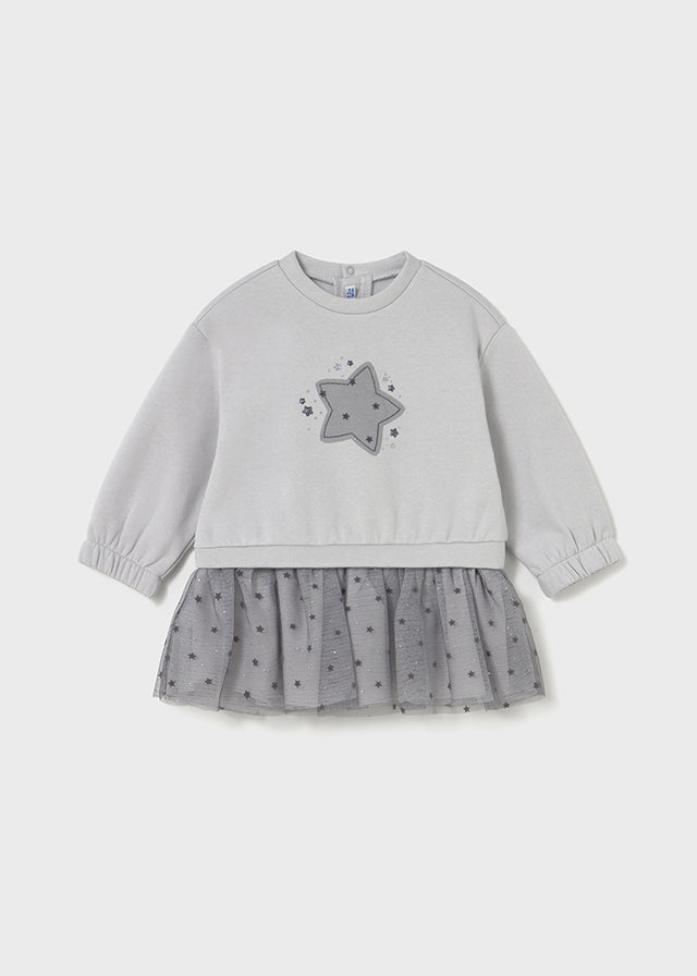 Silver Star Sweatshirt Tulle Print Dress