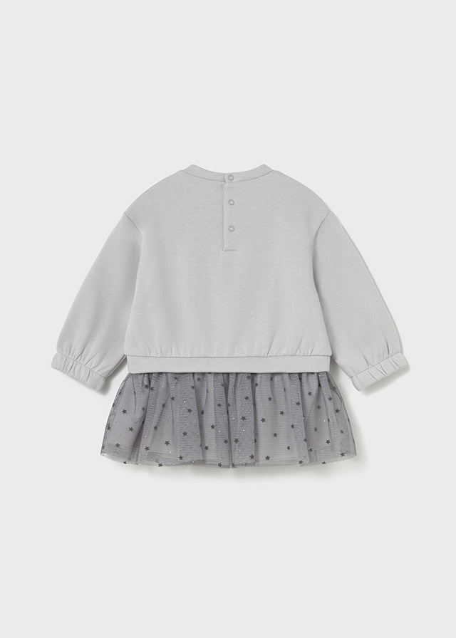 Silver Star Sweatshirt Tulle Print Dress