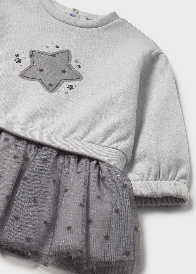 Silver Star Sweatshirt Tulle Print Dress