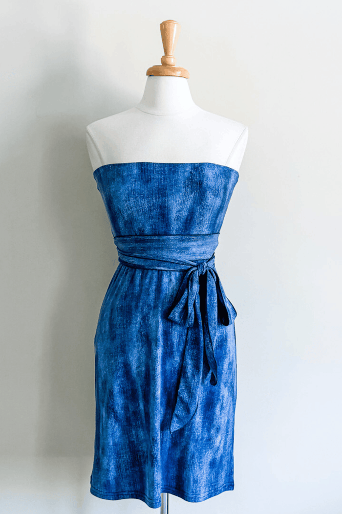 Slip Skirt in Indigo Distressed print