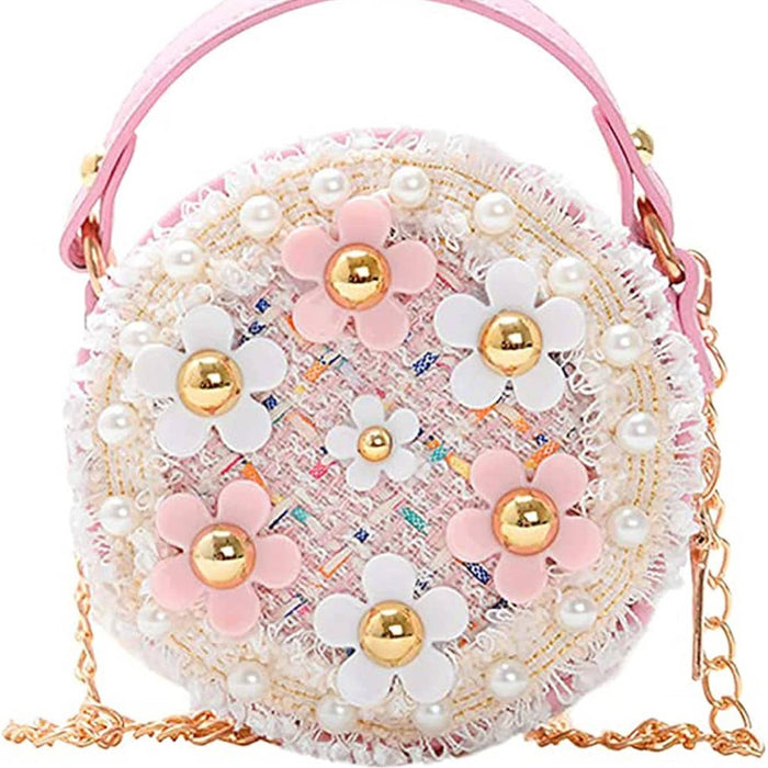 Spring Easter Mini Girls Kids Flower Tweed Purse Crossbody