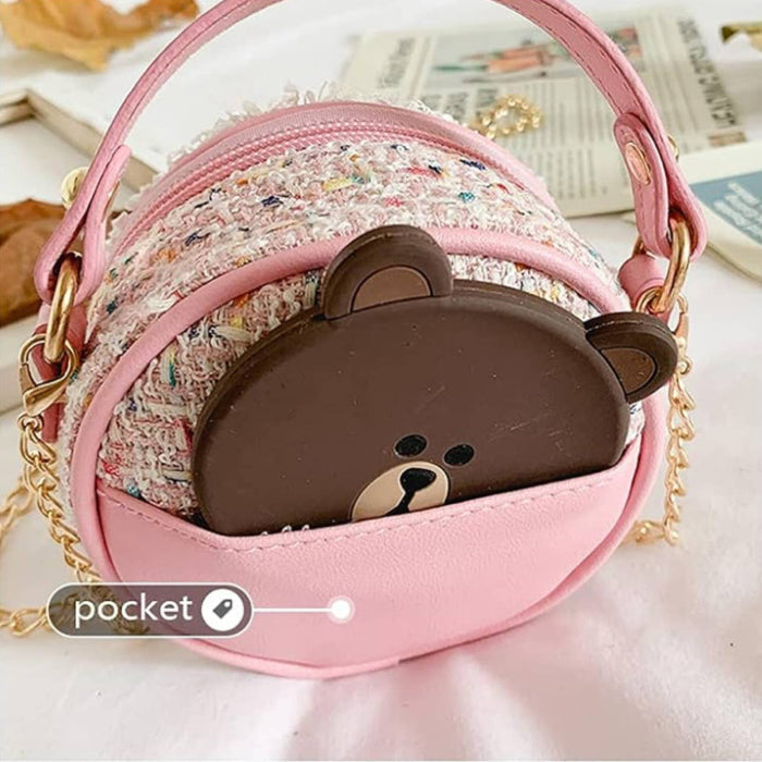 Spring Easter Mini Girls Kids Flower Tweed Purse Crossbody
