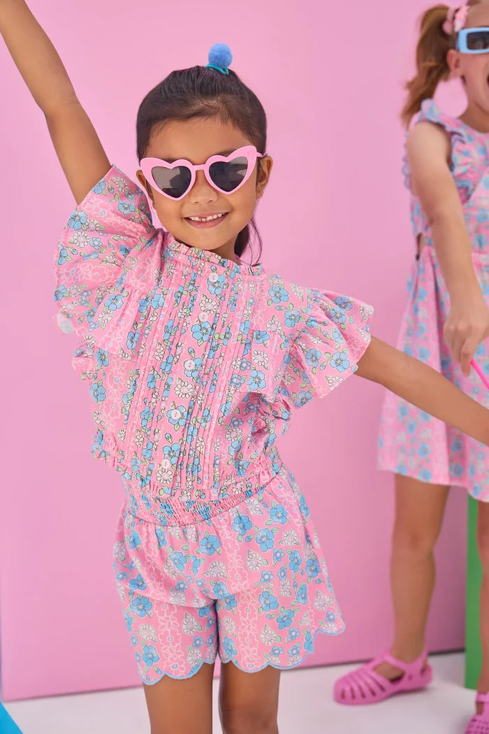 Spring Marguerite Floral Shorts Set