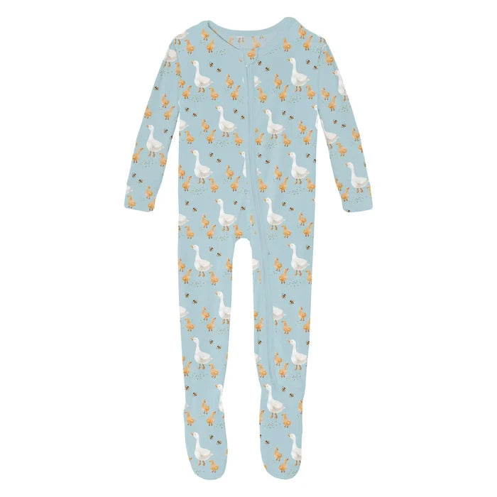 Spring Sky Feeding Ducks Print Footie