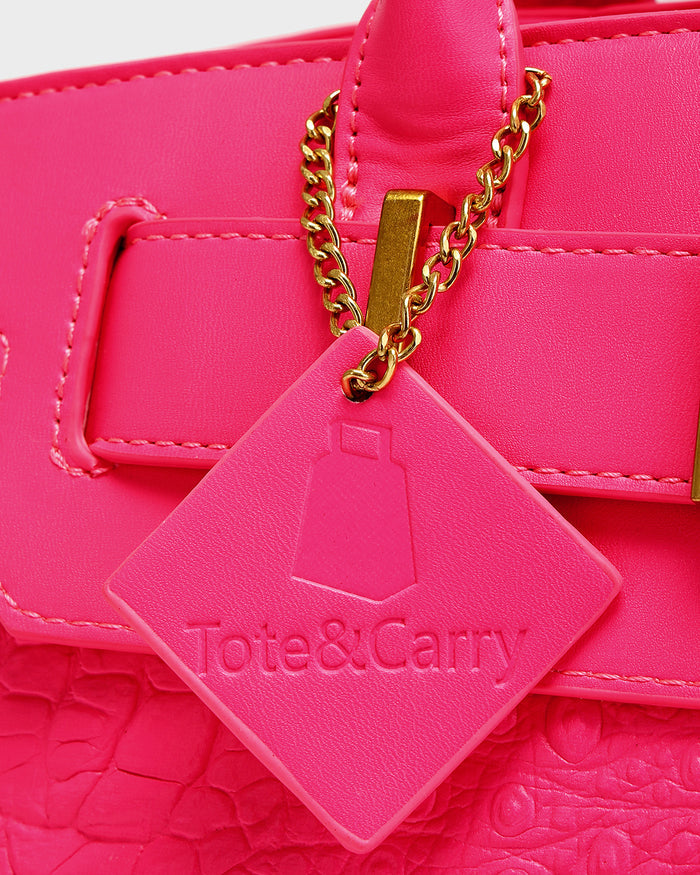 Statement Luxury Prosper Tote In Neon Pink