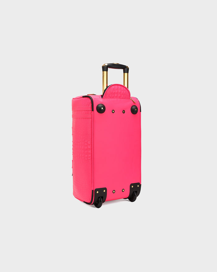 Statement Traveler Rolling Duffle Set in Neon Pink