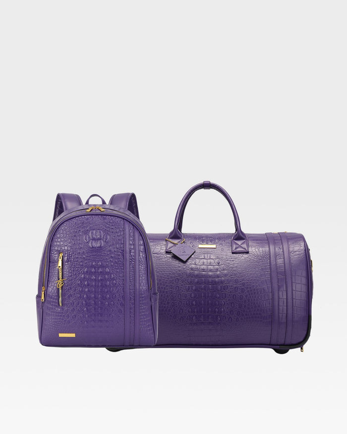 Statement Traveler Rolling Duffle Set in Purple