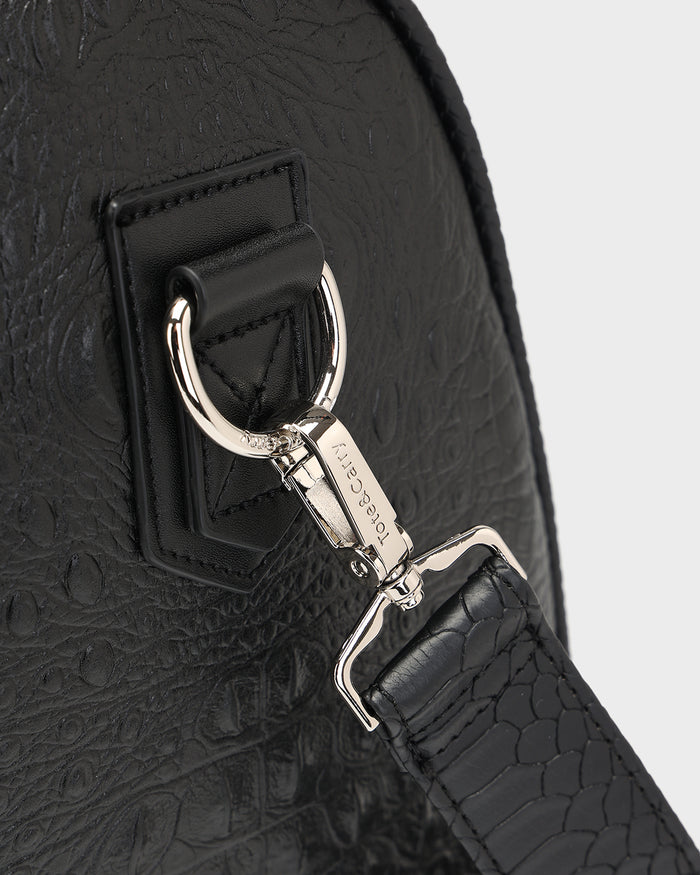 Statement Weekender Duffle Bag in Black