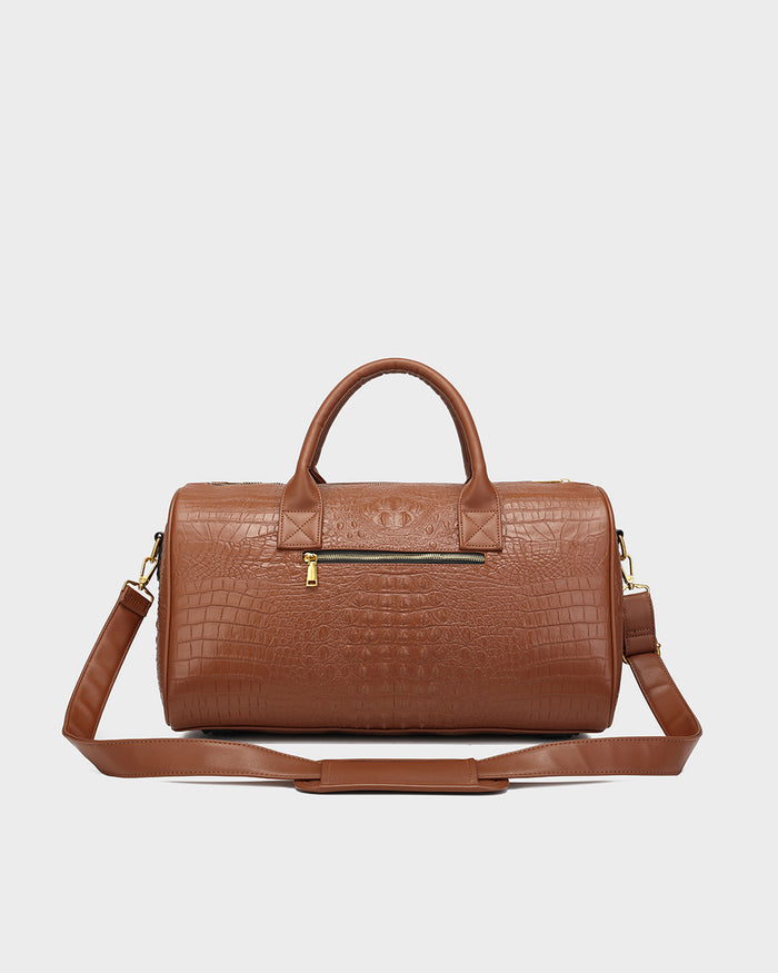 Statement Weekender Duffle Bag in Caramel