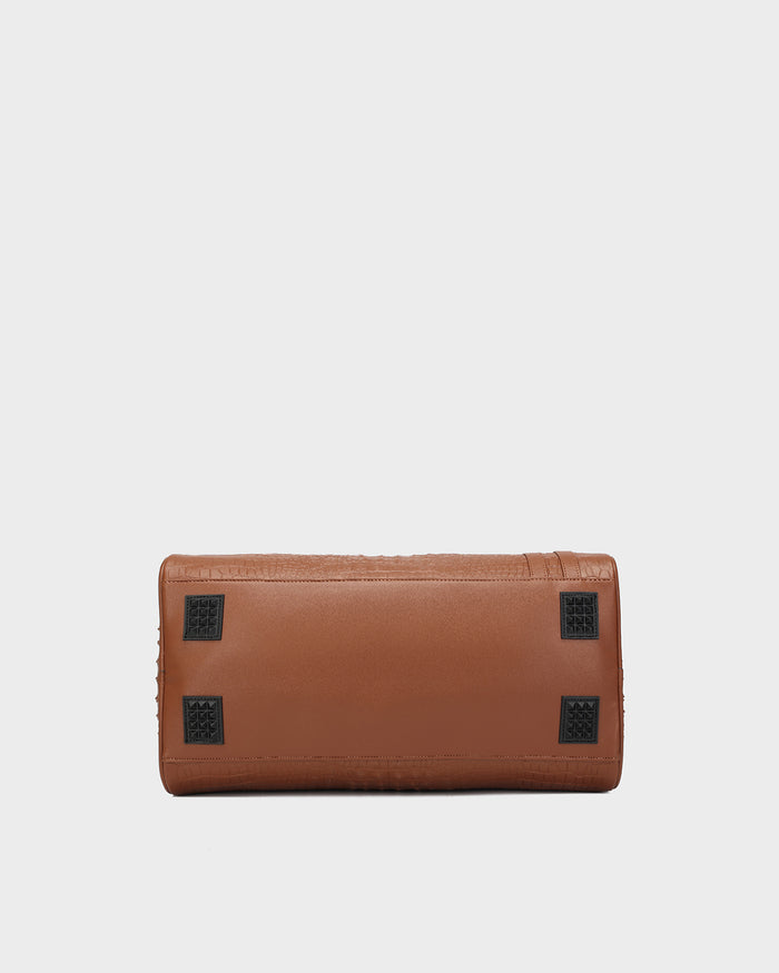 Statement Weekender Duffle Bag in Caramel