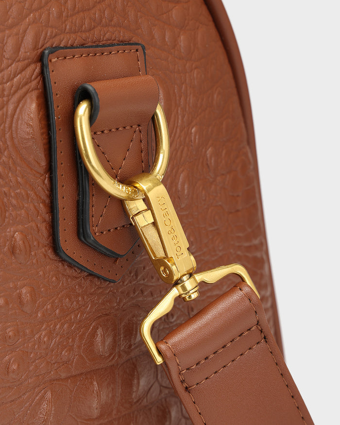 Statement Weekender Duffle Bag in Caramel