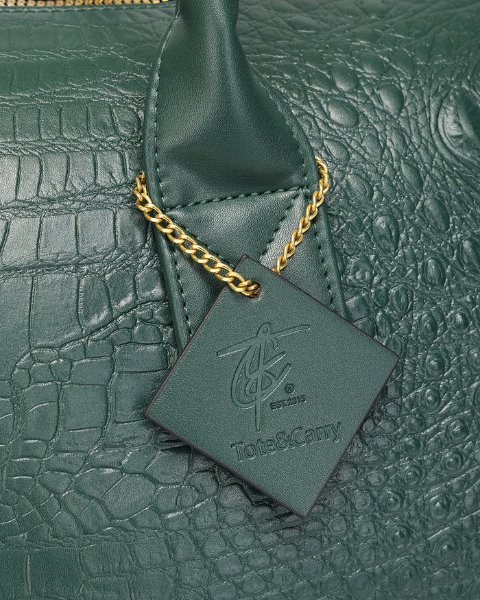Statement Weekender Duffle Bag in Emerald Green