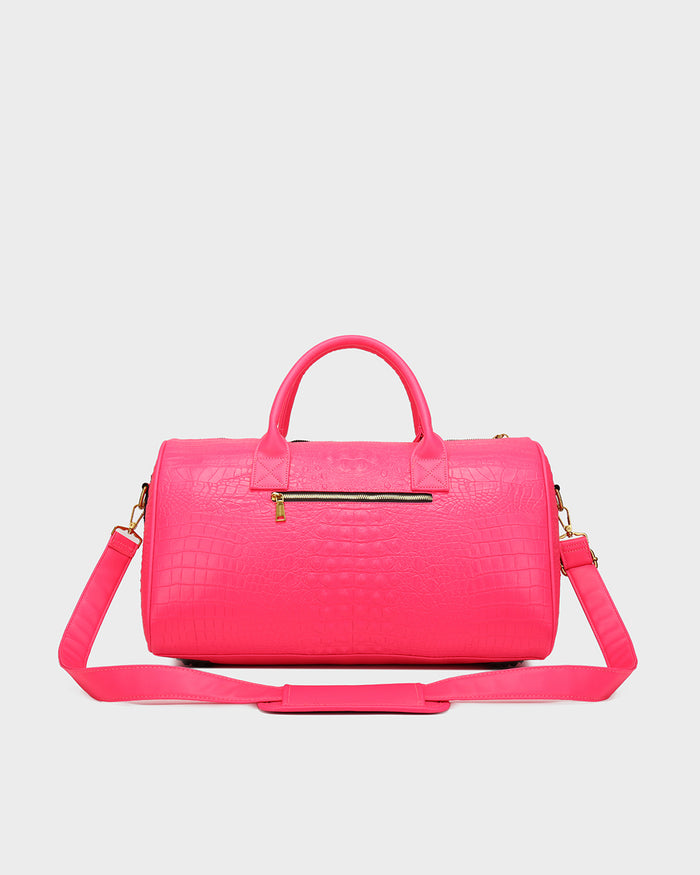 Statement Weekender Duffle Bag in Neon Pink