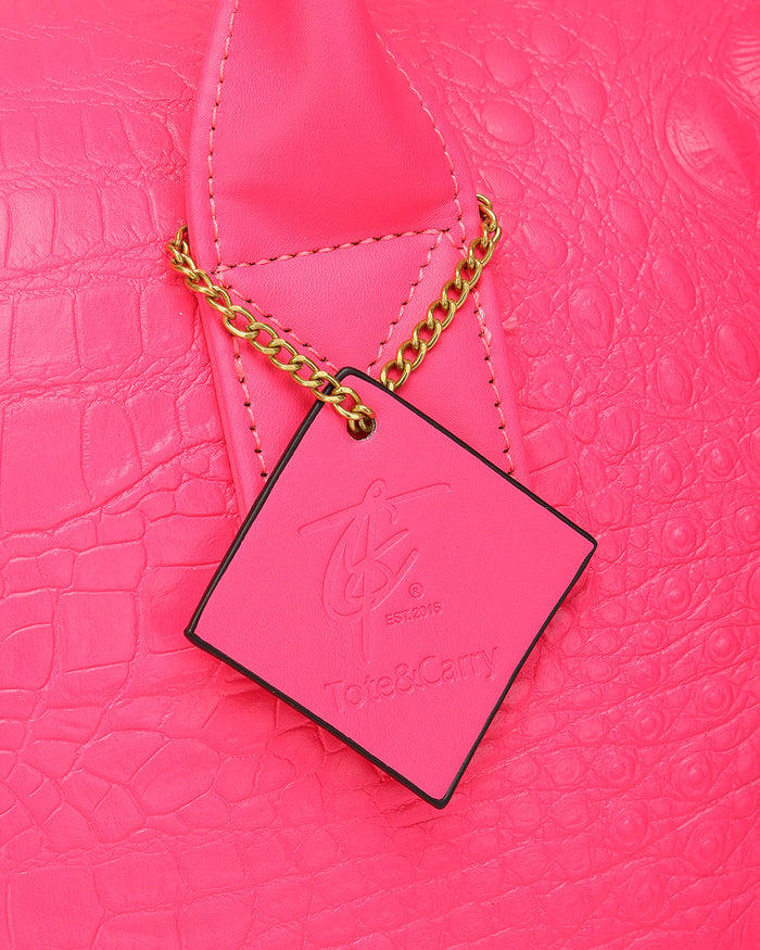 Statement Weekender Duffle Bag in Neon Pink