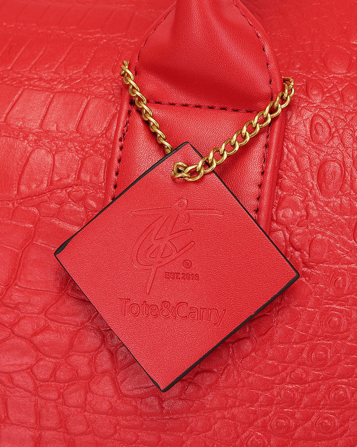 Statement Weekender Duffle Bag in Red