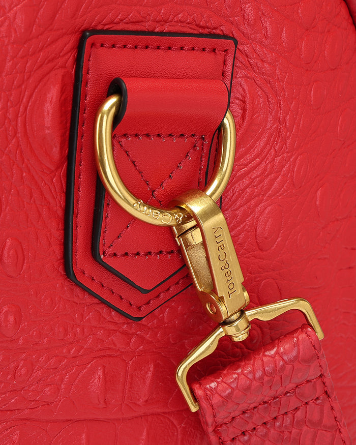 Statement Weekender Duffle Bag in Red