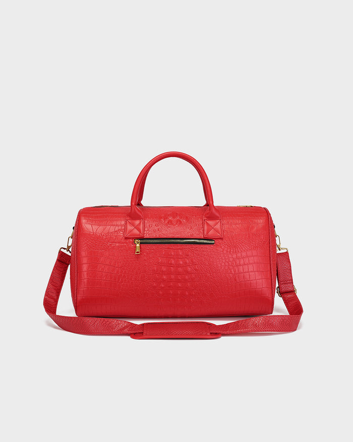 Statement Weekender Duffle Bag in Red