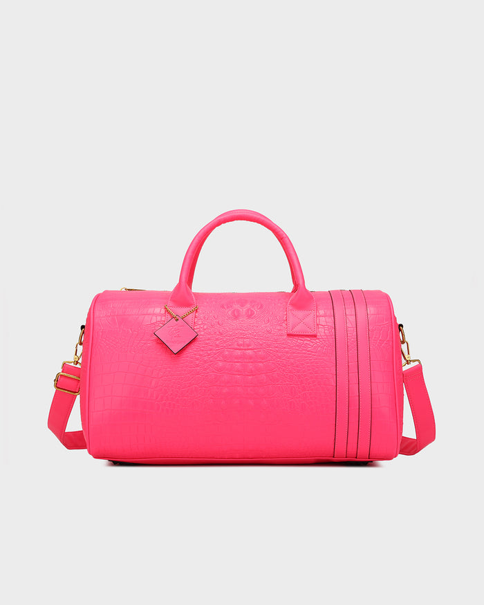 Statement Weekender Travel Set in Neon Pink