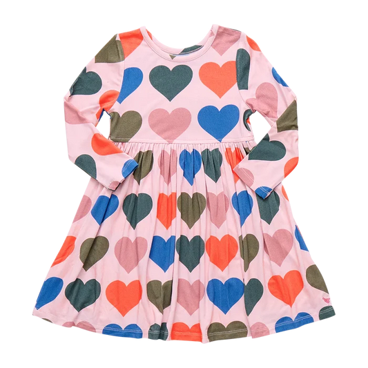 Steph Dress Pink Oversized Hearts