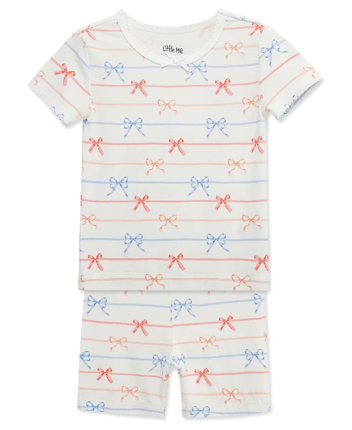 Striped Bows SS PJ Short Set