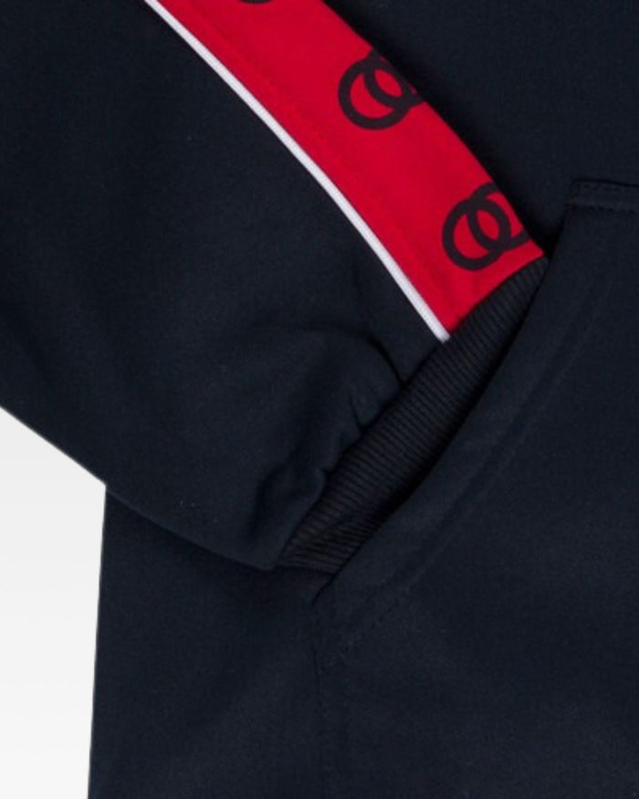 Striped Sleeve Track Suit in Navy & Red