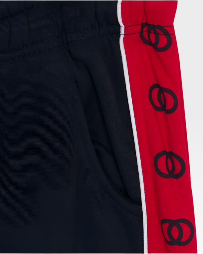 Striped Sleeve Track Suit in Navy & Red