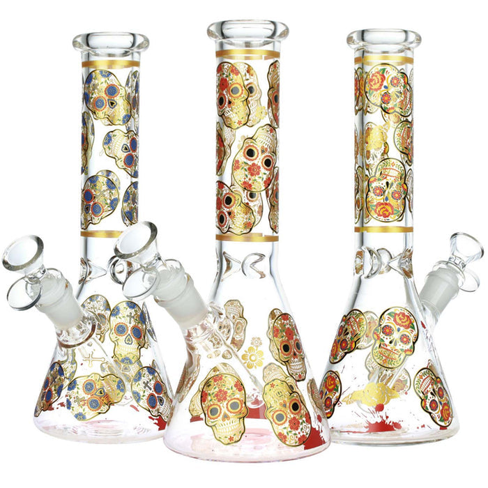 Sugar Skull Beaker Water Bong