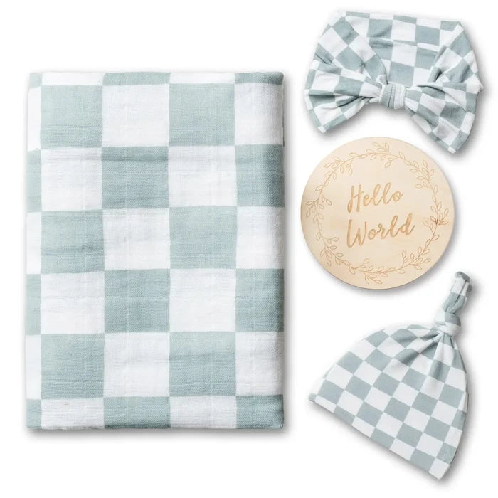 Swaddle Set with Beanie and Bow