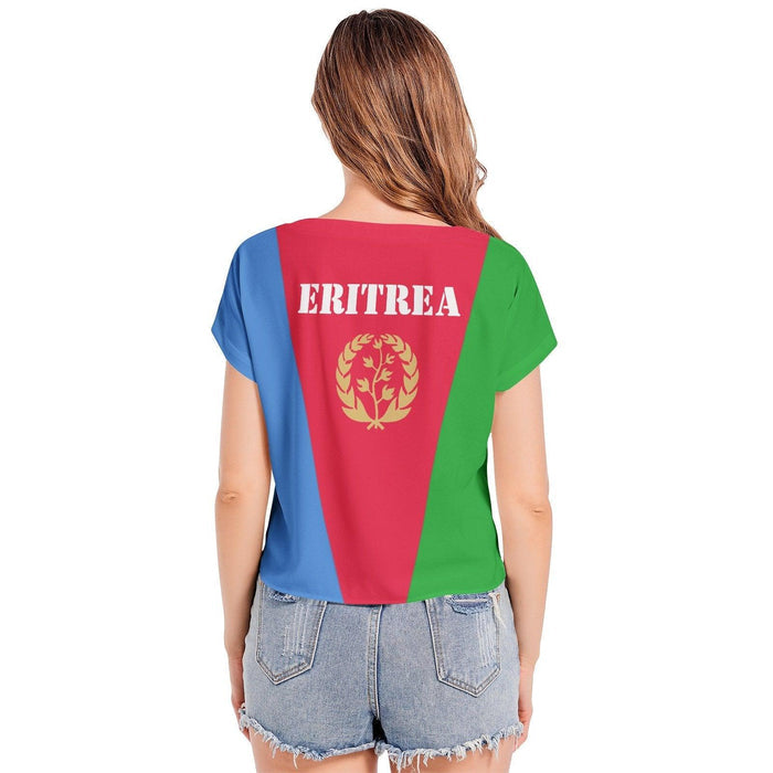T-Shirt Eritrean Flag Batwing Sleeve V-Neck Top Chiffon - Natna Shop