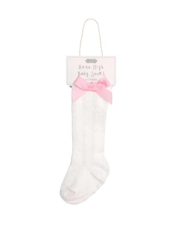 Tall Pink and White Socks