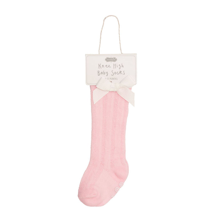 Tall Pink Bow Socks