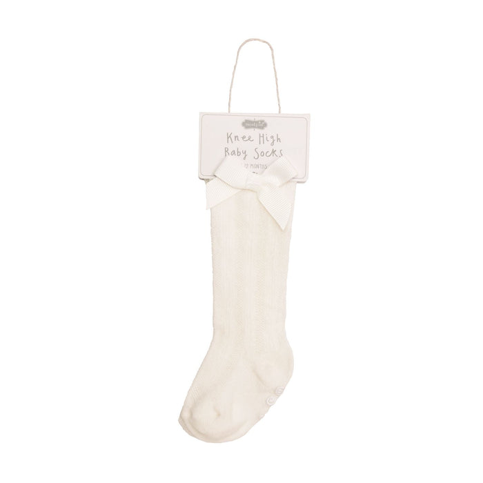 Tall White Bow Socks