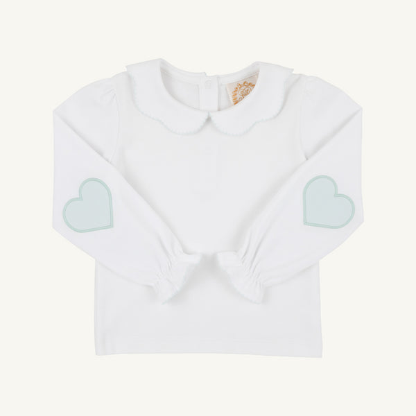 TBBC Emma's Elbow Patch Top White/Green